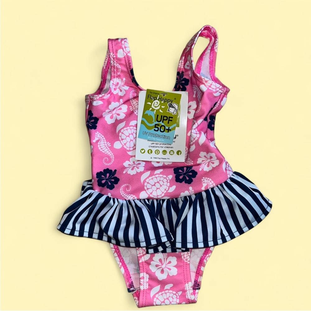 Flap Happy Kids UV 50 NWT Pink Ruffle Swimsuit Size 12M